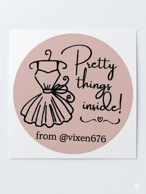50 Custom 2" Pretty Things Inside Pink Dress Stickers Poshmark Shipping Supplies